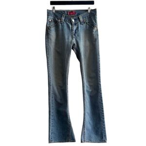 Levi’s Type 1 Jeans Tough Boot Cut Denim Blue Distressed 8M * REPAIRS *